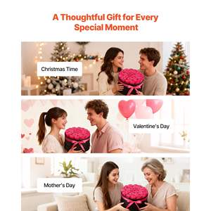 Forever Flowers 27-Piece Preserved <b>Roses</b> <b>Box</b> Immortal Birthday Valentine's Day Christmas Bouquet Red for Women Mother's Delivery - Product Image 5