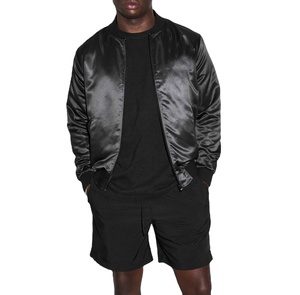 Chaqueta Universitaria de Satén Estampada, Chaqueta Bomber Reversible de Satén para Hombre, Diseño de Marca Privada, Letras Bordadas, Cierre de Cremallera, Transpirable - Product Image 1