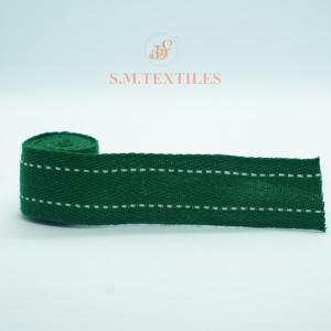 100% Cotton <b>Webbing</b> Tape with Decorative Running Stitch for Bags Garments Home Textiles Fashion Accessories Craft Application - Product Image 1