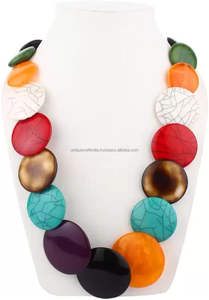 High Quality <b>Red</b> Resin Beaded Necklace Statement Necklace <b>Jewellery</b> by Indian Supplier UCI - Product Image 3