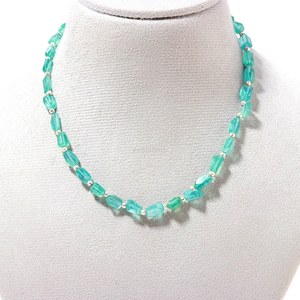 Natural Blue Apatite Faceted Nugget Beaded <b>Necklace</b> March Birthstone Gemstone Jewelry Handmade Apatite <b>Statement</b> <b>Necklace</b> Bulk - Product Image 1