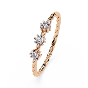 Anillo de Oro Amarillo de 14k con Diamantes para Mujer, Corte Brillante Redondo, Banda Espiral Clásica, Joyería de Compromiso - Product Image 5