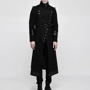 Veste pour homme, manteaux gothiques en laine noire, style steampunk, rock, moto, vente en gros, OEM, ODM - Product Image 2