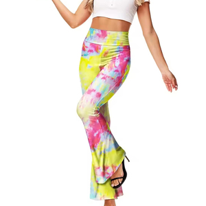 กางเกงขาบานเอวยางยืดผ้าริบเนื้อนุ่มใส่สบายสำหรับผู้หญิง ขายดี ผ้าฝ้าย 100% ระบายอากาศ แห้งเร็ว รับสกรีนโลโก้ - Product Image 2