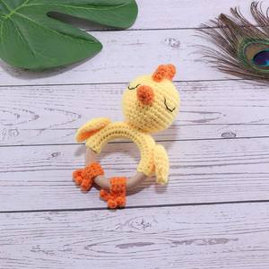 Mainan Bayi Rajutan Tangan dari Katun dan Kayu, Gelang Hewan Kartun, Lonceng Tangan, Boneka Penenang, Mainan Promosi - Product Image 5