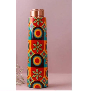 Indian Handmade Best Quality Pure <b>Copper</b> Water <b>Drinking</b> <b>Bottle</b> for Gym Home Office Sticker Printed Solid <b>Copper</b> <b>Bottle</b> - Product Image 3
