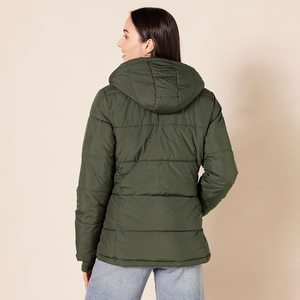Chaqueta Acolchada para Mujer, con Capucha, para Invierno, Manga Larga, Color Sólido, Relleno de Poliéster, Cierre de Cremallera, Largo Regular - Product Image 3