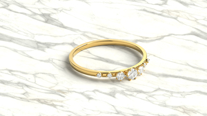 18K Solid Gold <b>Ring</b> Graduated Round Diamonds <b>Ring</b> Half Eternity <b>Stacking</b> Wedding Band <b>Ring</b> Gift for Her Fine Jewelry for Women - Product Image 3