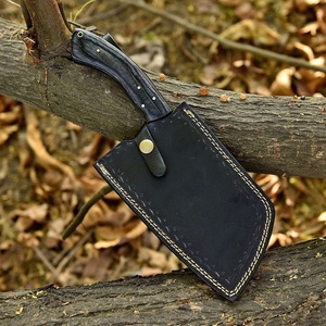 Couteau de chef artisanal en acier Damas, manche en bois Pakka, étui en cuir, couteau utilitaire professionnel pour la chasse - Product Image 3