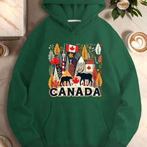 Sudadera con Capucha para Mujer con Estampado de Cultura Canadiense, 100% Poliéster, Tejido de Punto, Informal, para Otoño, con Diseño de Arce y Bolsillos - Product Image 5