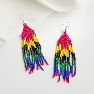 ต่างหูทำมือสุดหรูสไตล์วินเทจประดับลูกปัดหลากสีลายอินทรี ต่างหูพู่ประดับลูกปัดเม็ดเล็กสำหรับผู้หญิง ผลิตโดย MD HANDICRAFTS - Product Image 2