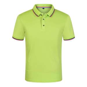 Men's Lime <b>Green</b> Breathable 100% Cotton for Shirt Short Sleeve Knitted Smart Casual Crew Neck Button Front Custom Logo - Product Image 1