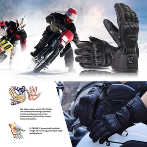 Winter Waterproof Leather Heated Ski Gloves Touch Screen Technology UV Protection Adjustable <b>Wrist</b> <b>Strap</b> for Snowboarding Skiing - Product Image 2