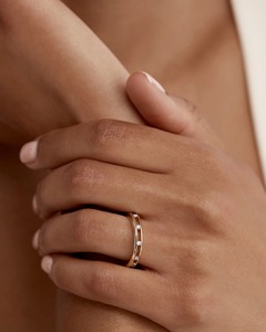 0.21 CT Other Lab Diamond 7-<b>Stone</b> Tension Set IGI Certified Minimalist 14k Yellow Gold Floating Accents Wedding Band 5.5MM Ring - Product Image 2