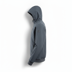 Men's Hooded <b>Fleece</b> Jacket Zipper Closure Casual Autumn Wear Windproof Solid Color Regular Fit - Product Image 2