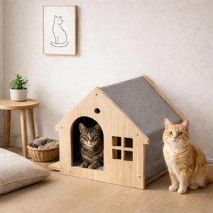 Maison pour animaux de compagnie en bois de haute qualité avec toit en tissu doux, lit mural pour chat, meuble moderne pour animaux de compagnie, fabriqué au Vietnam - Product Image 5