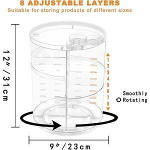 Organisateur de maquillage rotatif DIY avec 8 niveaux réglables, présentoir pour soins de la peau, support pour pinceaux de maquillage, support pour parfums - Product Image 3