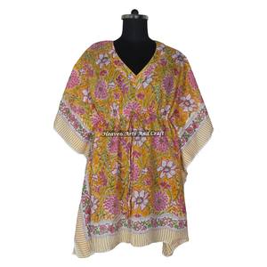2026 New Short Sleeveless Sexy Kaftan <b>Dress</b> Anokhi Caftan Maxi <b>Dress</b> Floral Block Print Loungewear Anokhi Pull <b>string</b> Kaftan - Product Image 5
