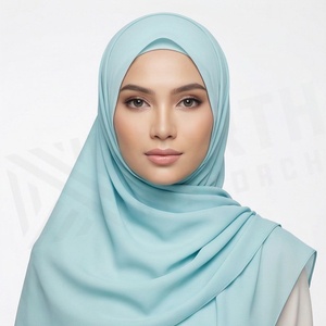 Hiyab de poliéster de color sólido para mujer, tela jersey, agradable al tacto, para uso diario, pañuelo étnico de Oriente Medio. - Product Image 3