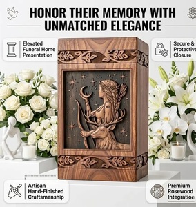 Forest deer Custom Handmade Urn - Wooden Urns for Human Ashes - Cremation Urns for Adult Ashes – <b>Memorial</b> urn <b>box</b> for ashes-keep - Product Image 4