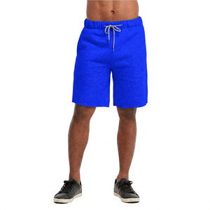 Shorts Bermuda Homme Gris Uni en Coton Molletonné Taille Mi-Haute avec Cordon de Serrage Style Jogger Décontracté Respirant Tricoté - Product Image 3