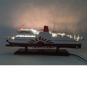 GIA NHIEN CO. LTD Vietnam SUNFLOWER FERRY Handmade Wooden Model Ship with LED Lights Maritime Decoration CS0047L-80 - Product Image 4