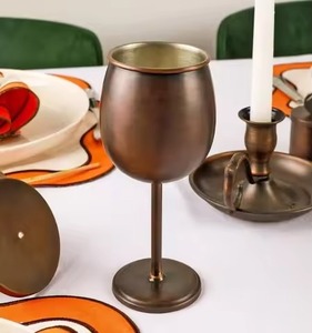 Gobelet à vin en métal, acier inoxydable, réutilisable, élégant, pour restaurant, mariage, fête - Product Image 2
