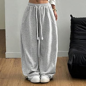 Men's Mid Wide Leg Baggy <b>Trousers</b> Soft Worsted Fabric Polyester/Cotton <b>Elastic</b> Sporty Breathable Eco-Friendly Lightweight - Product Image 4