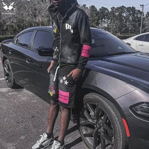 Ensemble unisexe personnalisé automne : sweat à capuche zippé en polaire de haute qualité et short de jogging délavé style vintage, veste zippée décontractée et short délavé soleil - Product Image 2