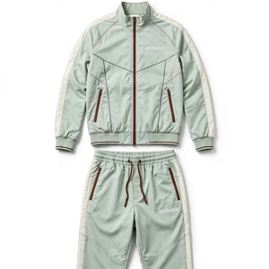 Amkoor Breathable Printed Tracksuit Set Lightweight Solid Color Sporty Full Sleeve <b>Zipper</b> <b>Jacket</b> Joggers for Adults Autumn Wear - Product Image 2