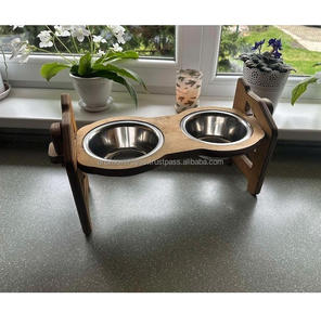 Mangeoire en bois à hauteur réglable pour petits chiens et chats de taille moyenne - Product Image 1