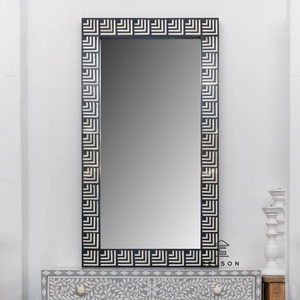 Handcrafted Wooden Accent <b>Mirror</b> Artistic Greek Pattern Premium Decorative Piece for Sophisticated Homes - Product Image 2