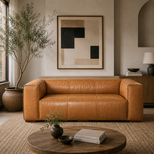 Luxury Brown Cowhide Leather 3 Seater Sofa with Solid Wood <b>Frame</b> Modern Design Couch for Living Room Villa and Hotel Use - Product Image 1
