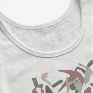 Women's <b>2</b> <b>Piece</b> <b>Set</b> <b>White</b> Sleeveless Crop Top With Geometric Print And Above Knee Shorts Casual Spring Summer Wear - Product Image 4