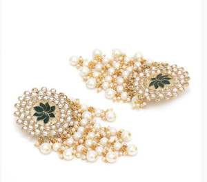 Pendientes de borla con forma de gota de agua, adornados con cristales de aleación vintage indios, de lujo ligero, estilo palaciego, imitación de rodio de alta gama - Product Image 3