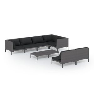 Set Lounge da Giardino in Acciaio Verniciato a Polvere Grigio Scuro, 6 Posti, Arredamento da Esterno dal Design Contemporaneo - Product Image 2