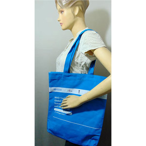 Premium Blue Cotton Canvas Tote <b>Bag</b> with Digital Print Snap Button Closure Soft Felt Lining Eco-Friendly Reusable Shopping - Product Image 5