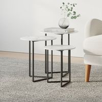 Table gigogne moderne en fer écologique avec plateau en bois personnalisable pour salon, ensemble de meubles de décoration industrielle minimaliste