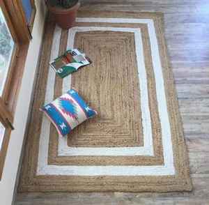 Tapis décoratif lavable en jute 100% adapté pour la chambre, le salon et le couloir - Product Image 1