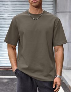 <b>Men</b> Oversized Heavyweight Cotton T Shirt <b>Stretch</b> Casual Streetwear Tee OEM Wholesale - Product Image 3