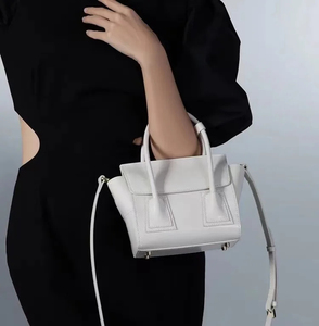 Minimalist Women's Genuine Leather Handbag <b>Square</b> Shape Flap Closure Round Handle Daily Use Durable 1-1.9L Capacity - Product Image 2