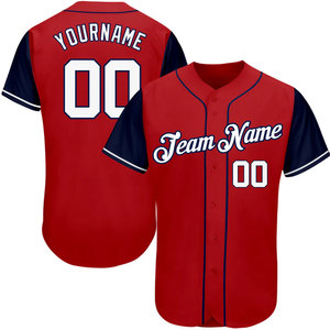 Custom <b>Red</b> Baseball Jersey Men's Short Sleeve Team Name 00 Moisture Wicking Polyester Button Front Adult Regular Fit - Product Image 1