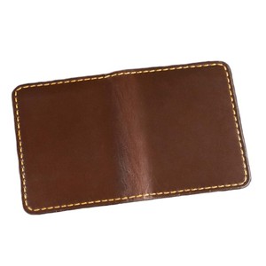 Handstitch Vintage Brown Cowhide Bifold <b>Billfold</b> Slim Card Case Red Contrast Stitching Detail Compact Multi Slot Leather Wallets - Product Image 6