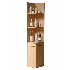 Armoire de rangement pour salle de bain en teck massif avec étagères ouvertes - Product Image 1