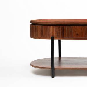 Modern Industrial Design Oval Mango Wood <b>Coffee</b> <b>Table</b> with Storage Shelf Metal <b>Legs</b> Living Room Furniture - Product Image 5