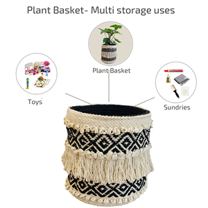 NATURE4U-cesta Bohemia tejida a mano para plantas, cesta tejida moderna para plantas de interior, 4-7 ", organizador de almacenamiento - Product Image 6