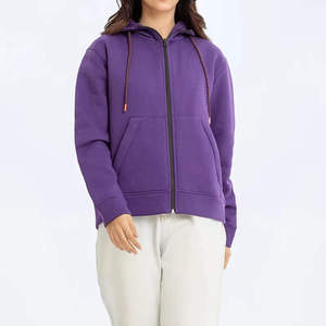Sudadera con Capucha y Cremallera para Mujer, Color Amarillo con Bloques de Color, Manga Larga, Informal, para Otoño, con Bolsillos, Transpirable, de Algodón Tejido - Product Image 5