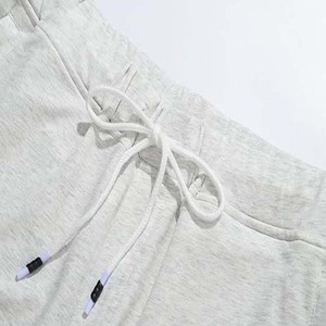 Men's Light Gray Solid Color Cotton Shorts With Drawstring Elastic Waist Casual Knitted Shorts - Product Image 5