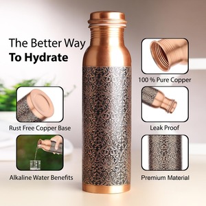 Copper <b>Water</b> <b>Bottle</b> with Vintage Design Leak-Proof Portable Travel <b>Bottle</b> with Lid From Antique Creations - Product Image 1
