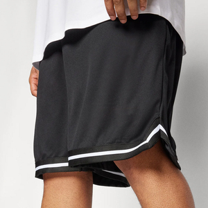 Shorts de basket-ball pour hommes, couleur unie noire, taille élastique, séchage rapide, shorts décontractés Bermuda - Product Image 5